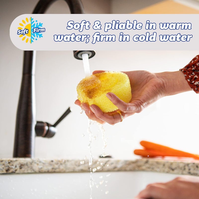 Scrub Daddy عصا ديس دادى، رؤوس إعادة تعبئة، إسفنجة ورأس موصل، فرشاة غسل الصحون مع موزع صابون، إسفنجة غسل ذات تغيير في الملمس مع مقبض سائل، كاشط مدمج ورأس فرك - أصفر - Image 4